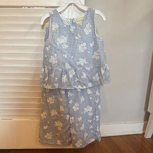New Blue and White tank and pants set size 5
